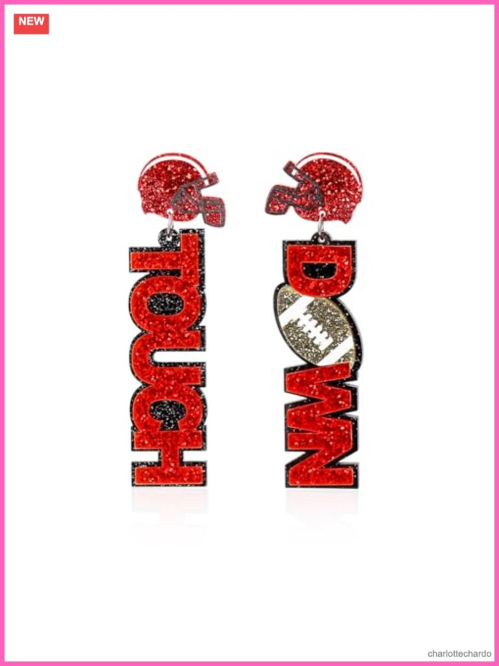 Resin Football Touch Down Drop Dangle Earrings Women Game Day Sports Jewelry